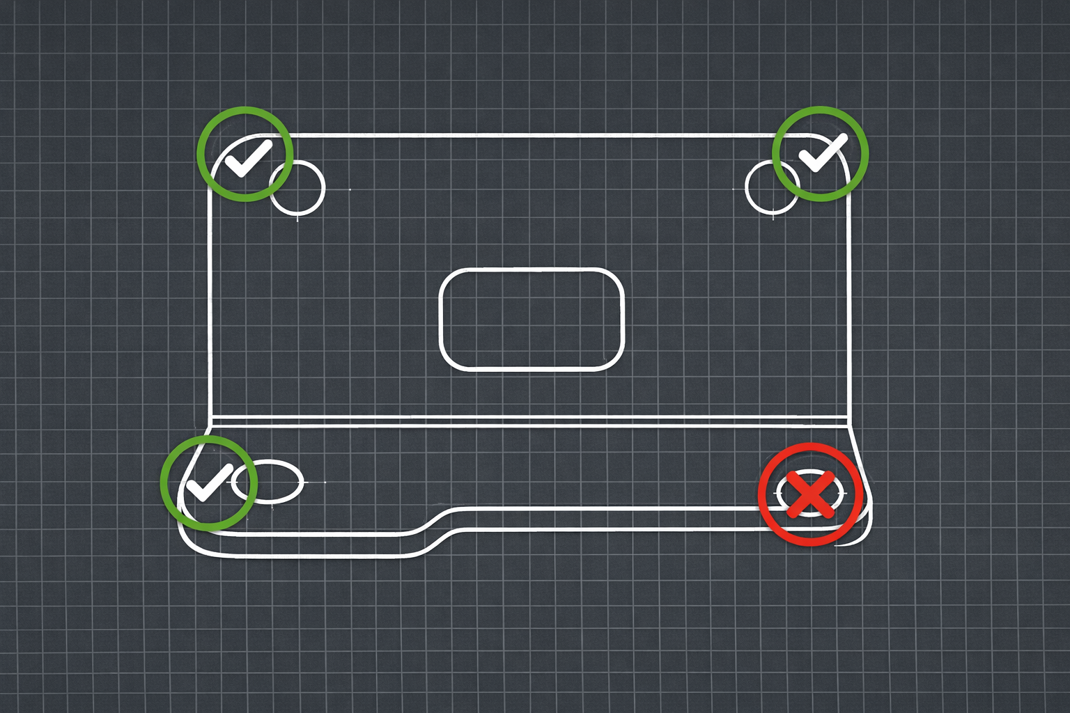 Automated quality control scanning tools inspecting a technical drawing