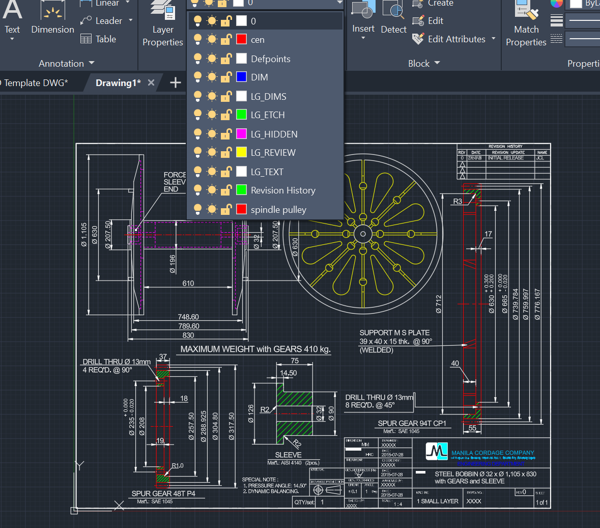 LayerGuard AutoCAD interface showing layers panel with colored layer types
